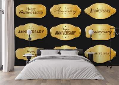 Collection of anniversary golden logotype celebration emblem Wall mural