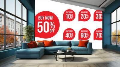 Collection of discount sticker red price tag set vector illustration Wall mural