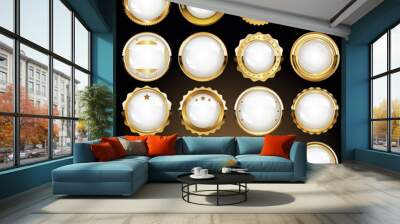 Collection of golden badges and labels retro style  Wall mural