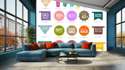 Collection of Modern colorful New note label mark tag  Wall mural