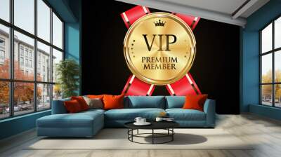 Golden badge VIP golden member retro design Wall mural