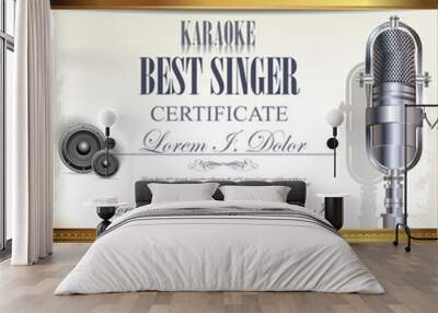 Karaoke certificate template, best singer Wall mural