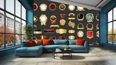 Luxury gold and red labels retro vintage mega collection Wall mural