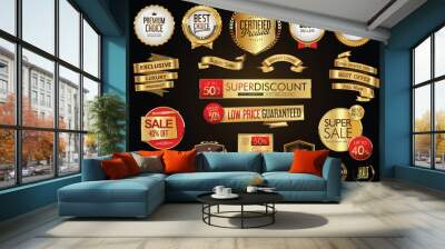 Luxury white labels and laurels collection vector illustration Wall mural