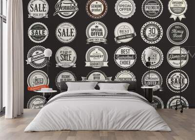 Retro vintage badges and labels collection Wall mural