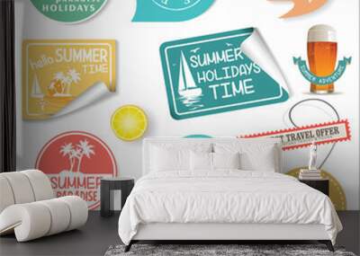 Summer design labels and typography design templates Wall mural