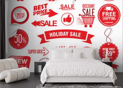 Super sale badges and labels vector collection Wall mural