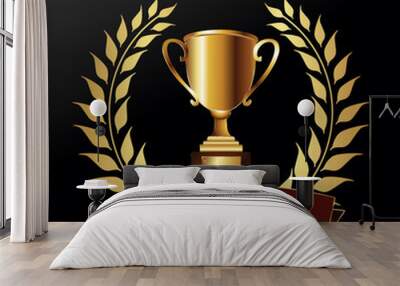 Trophy and awards laurel wreath golden collection   Wall mural