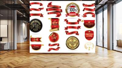 VIP and premium emblem red and gold isolated on white background  Wall mural