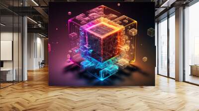 Digital cube encoder technology concept. generative ai Wall mural