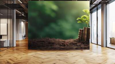 Invest Wisely, Reap Abundantly: Coin-Rooted Tree Representing Smart Financial Decisions. Wall mural