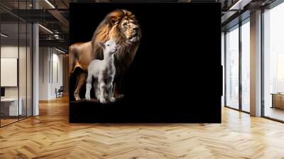 Lion And The Lamb, Majestic Unity.  Lion of Judah, Jesus, and Lamb of Peace - Symbolic Harmony.  Religion.  Wall mural