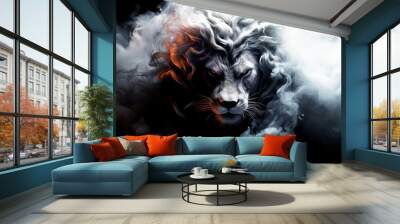 Lion of Judah in Smoke: Capturing the Majestic Return of Jesus, the King of Kings. Wall mural