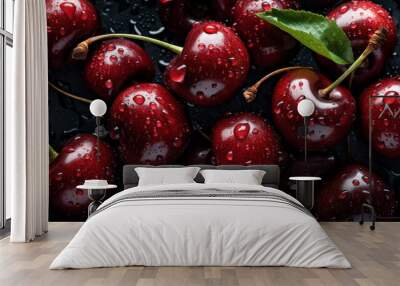 Summer's Bounty: Celebrate the Season with Fresh Red Plump Bing Cherries.  Generative AI Wall mural