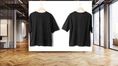 black oversize t shirt mockup hanging isolated on white background with clipping path. Wall mural