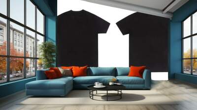 Black T-shirts front and back use for design isolated on white background. Wall mural