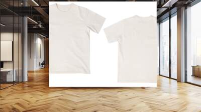 Blank beige t-shirt mockup front and back isolated on white background with clipping path. Wall mural