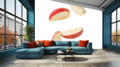 Cutout of falling red apple slice. Wall mural