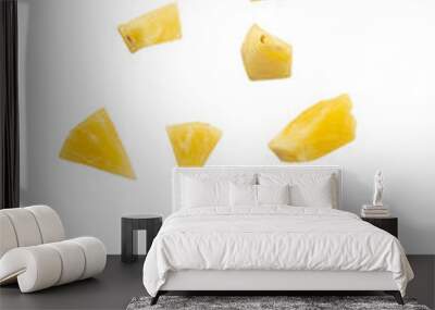 Falling pineapple slices cutout, Png file. Wall mural