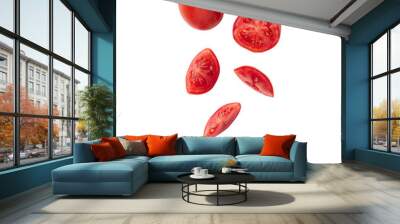 Falling tomato slice, Cutout. Wall mural