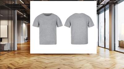 Grey kids t-shirt front and back mock-up isolated on white background with clipping path. Wall mural