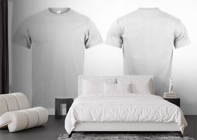 Grey T shirt mockup front and back used as design template, isolated on white background with clipping path. Wall mural