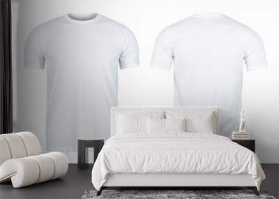 White T-shirts mockup front and back used as design template. Wall mural