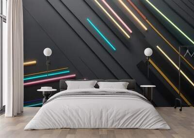 Black and neon abstract gaming background. Generative Ai. Wall mural