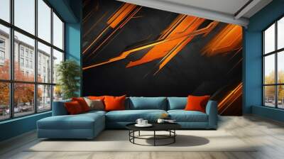 Black and orange abstract gaming background. Generative Ai. Wall mural