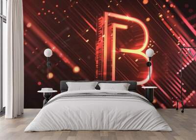 Futuristic B logo featuring dynamic motion lines and a tech-inspired background Wall mural