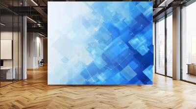 Blue tech geometry: abstract vector background with futuristic elements in shades of blue - modern digital design for web, print, and technology concepts Wall mural