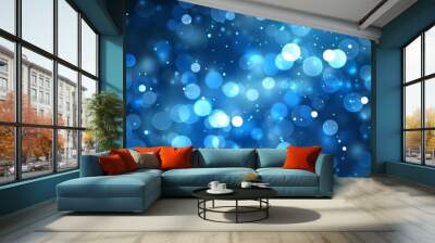 Bright abstract glittering blue background with out-of-focus bokeh lights and 3d rendered effects, ideal for festive or modern design projects and graphic applications Wall mural