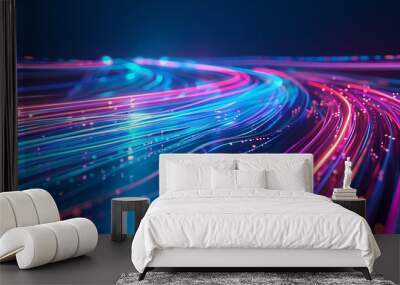 Dynamic technology background with speed lines: abstract illustration of information flow, ideal for tech concepts and design projects Wall mural