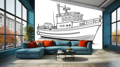 fishing boat illustration Wall mural