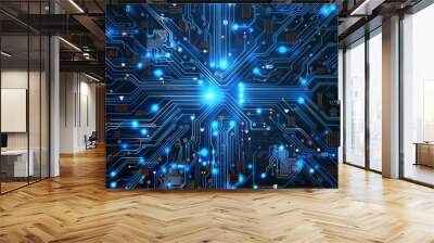 Futuristic electronic circuit technology: abstract 2d illustration Wall mural