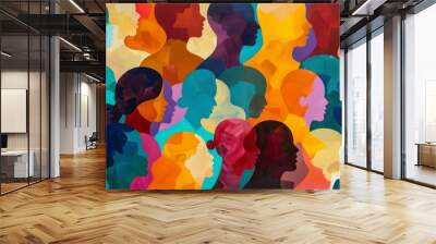 Vibrant abstract art celebrating diversity and inclusion - conceptual illustration reflecting unity and harmony across cultures and identities
 Wall mural