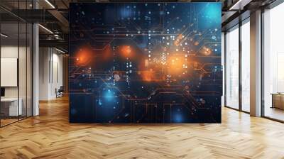 Vibrant abstract background unveiling the intersection of science and technology in a dynamic composition Wall mural