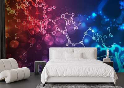 vibrant abstract chemistry background with molecular structures and colorful reactions for science c Wall mural