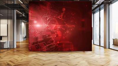 Vibrant abstract red technology modern background design with futuristic elements - dynamic digital art for contemporary projects and innovation concepts Wall mural