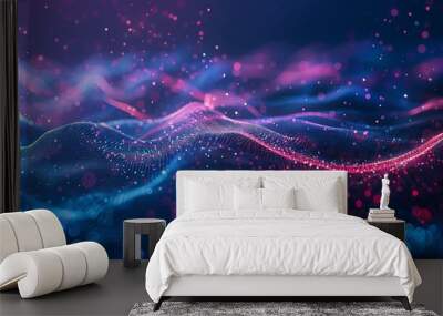 Vibrant digital abstract: futuristic neural network illustration for ai technology, data flow, and innovation - dynamic tech background banner Wall mural