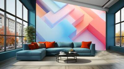 Vibrant multicolored tech background: stunning 3d geometric structure in clean, modern pastel design - perfect for digital projects! | adobe stock image Wall mural