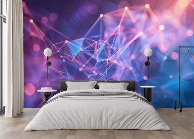 Vibrant polygonal geometric design: futuristic sci-fi abstract connection pattern - dynamic sci-tech concept background in high resolution Wall mural