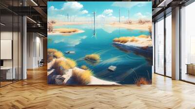 Watery landscape with panels Wall mural