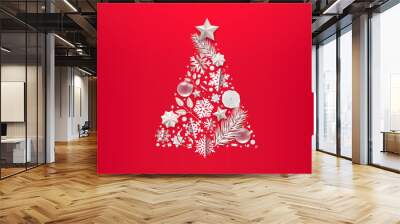 Abstract christmas tree with different accessory. Vector illustration Wall mural