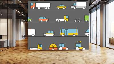 different transport silhouette icons collection. seamless patter Wall mural