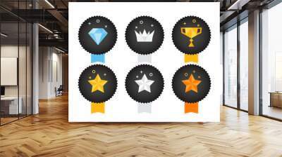 Different trophy icon set isolated on white background. Vector illustration Wall mural