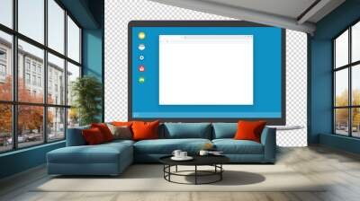 Modern computer with operating system interface template and blank browser page. Wall mural