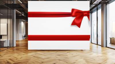 Red ribbon and bow realistic illustration Wall mural