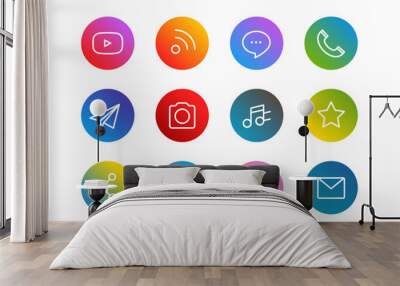 Trendy app linear icons vector set on gradient backgrounds Wall mural