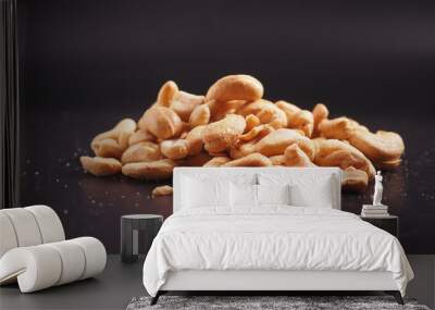 cashew nuts on black color background  Wall mural